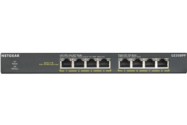 NETGEAR Switch 8-port 10/100/1000 GS308PP-100EUS